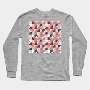 Coral and Brown Vintage Geometry Long Sleeve T-Shirt